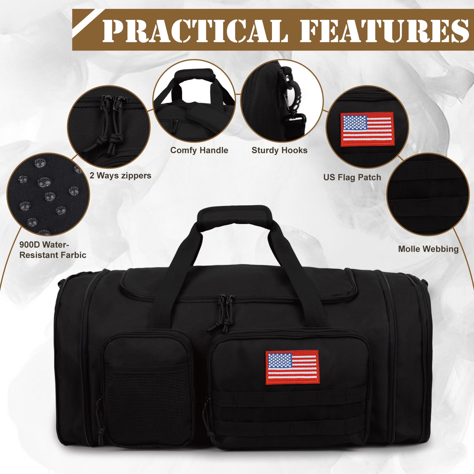 TRIPGEAR 45L 2-in-1 Gym Duffle Bag for Men, Travel Backpack with Shoe & Wet Pocket, Overnight Carry-on Bag