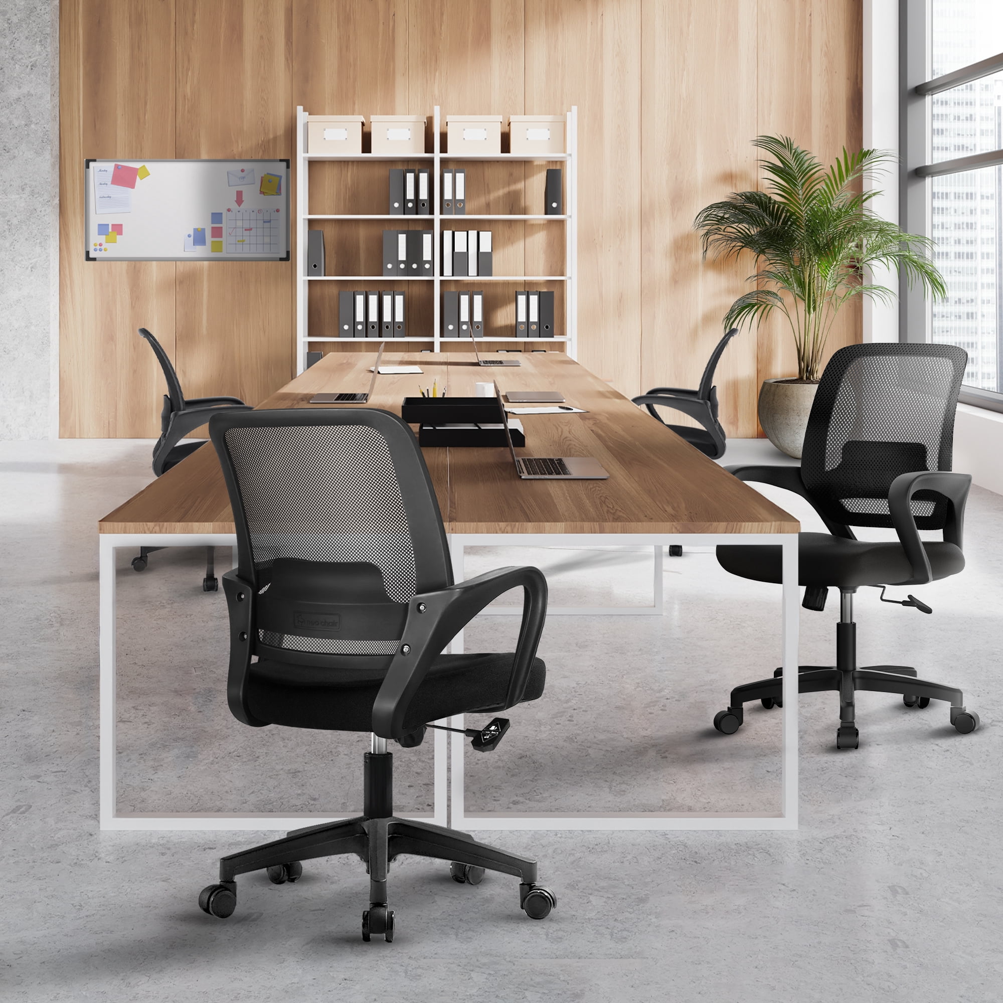 CELTOSS Ergonomic Home Office Chair, Mid Back Lumbar Support Desk Chair, Adjustable Height with Armrests for Adults, Black