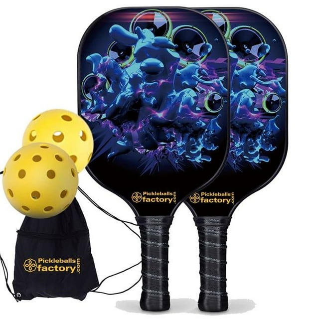 Pickleball Factory PB00048-4-G Near Me Pickleball Set - Mirs Custom Pickleball Paddle, Glassfiber Graphite