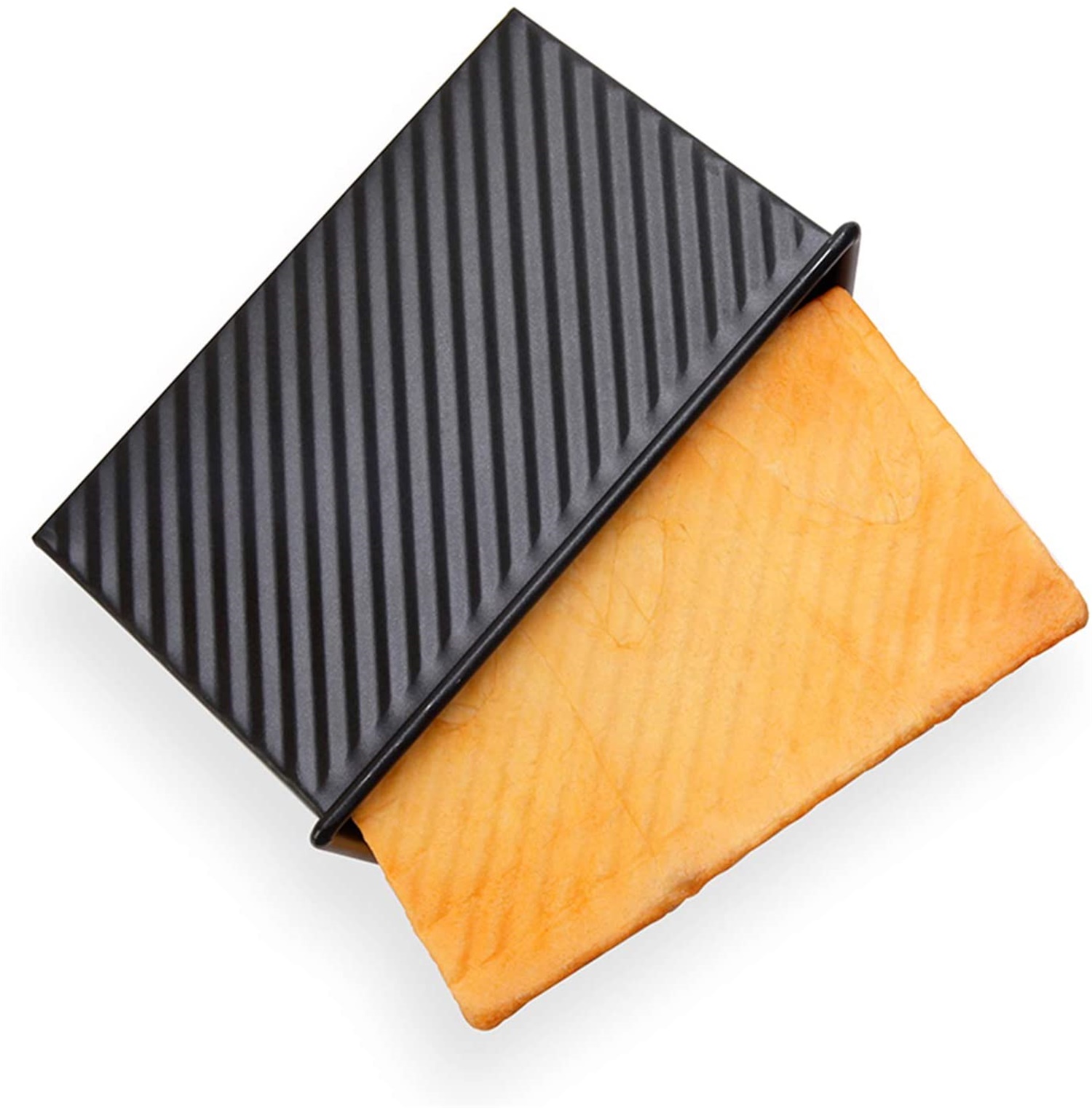 Kepooman Kitchen Carbon Steel Toast Box with Lid for Baking Bread, Black Kepooman Kitchen Carbon Steel Toast Box with Lid for Baking Bread, Black