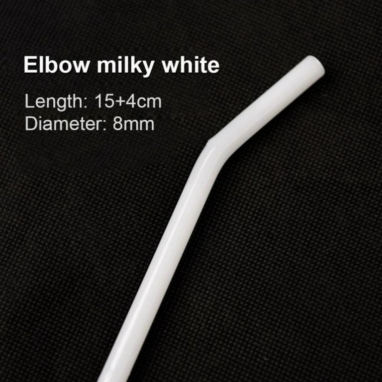 Glass Straws 8mm*18cm Elbow Drinking Straws,Reusable,Healthy,Heat and High Temperature Resistant, Size: 8mm*18cm/0.31*7.09, White