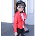 thumbnail image 1 of 2019 New Autumn Girls Jacket pu Leather Zipper Jacket For Girls 3-12Yrs Fashion Solid Leather Coat Children Clothing Outerwear, 1 of 6