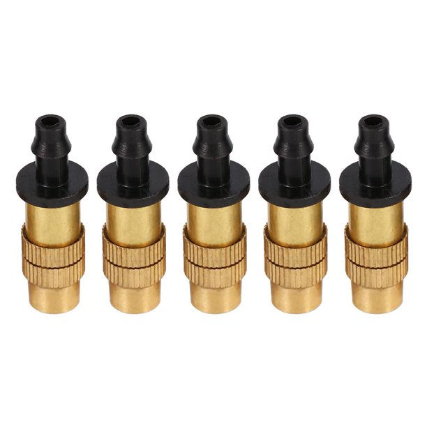 Tebru 5pcs Adjustable Brass Misting Spray Nozzle Atomizing Sprinkler