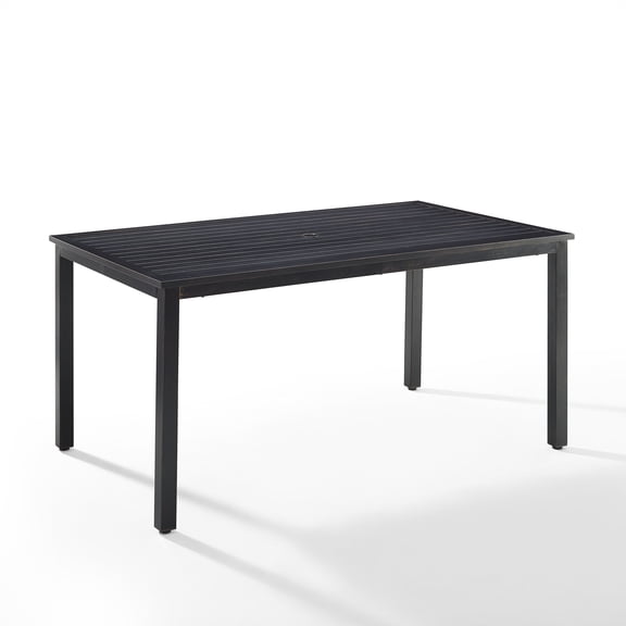 Crosley Furniture Kaplan 6-Person Rectangular Outdoor Dining Table with Umbrella Hole for Outside Patio