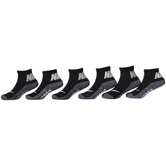 Nike Toddler/Little Kid's Athletic Ankle Socks 6-Pairs Black/Grey Youth Sz 10C-3Y