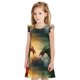 thumbnail image 1 of Fotbe Castle Red Green Sky Dragon Vestido de Dormir para Niñas de 3 a 10 Años, Mangas Cortas, Estilo Princesa, Pijama Camisón con Mangas Voladas-Small, 1 of 6