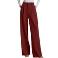 thumbnail image 3 of Womens Wide Leg Dress Pants Business Casual Flowy Work Palazzo Pants High Waisted Slacks Trousers Wine Red L, 3 of 10