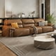thumbnail image 2 of Minimalist Leather Sofa Living Room First Layer Cowhide Small Apartment Retro Straight Leather Sofa My Lux Decor Round, 2 of 24