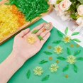 thumbnail image 4 of 300pcs Yellow Acrylic Flower Bead Caps Green Acrylic Leaf Charms 3 Styles Transparent Flowers and Leaves Spacer Loose Bead for DIY Earring Bracelet Necklace Jewelry Making, 4 of 5