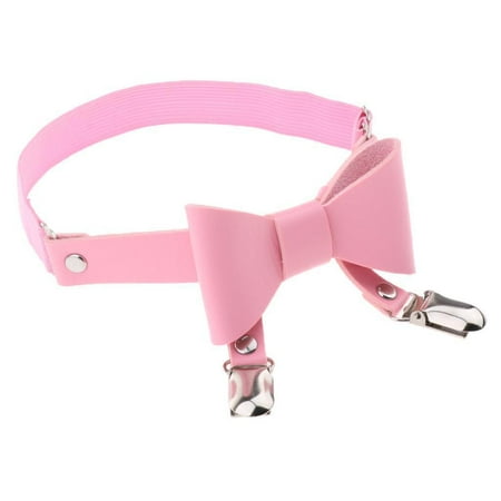 

Bowknot Leg Garter Belt Anti-Slip Clips Elastic Punk Harness - Pink