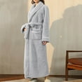 Besolor Womens Mens Fleece Robe Belted Soft Plush Long Bathrobe with