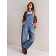 thumbnail image 5 of Womens Denim Overalls Loose Fit Leg Adjustable Strap Hip Hop Jean Jumpsuits Blue XL, 5 of 10