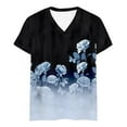 thumbnail image 4 of Luowei Women's Summer Stylish V-Neck Tee - Ombre Gradient Thin Fit Short Sleeve Top, Black, L, 4 of 4