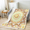 thumbnail image 2 of Aesthetic Artwork Blanket Yellow Paisley Throw Blanket for Bed, Colorful Mandala Fleece Blanket Retro Persian Sherpa Blanket, Bohemian Hippie Oriental Fuzzy Blanket Microfiber, 2 of 6