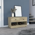 thumbnail image 6 of Knubmt Storage Bench with 2 Shelf and 2 Drawer, Wood Shoes Storage Ottoman for Home Living Room, Light Brown, 6 of 7