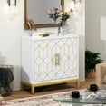thumbnail image 5 of HLR 30.7" White Accent Cabinet with 2 Doors, Entryway Cabinet with Gold Trim, Modern Buffet Sideboards, 5 of 7