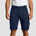 thumbnail image 2 of Zshosam Casual Shorts for Men Mens Shorts Adjustable Elastic Waist Casual Workout Shorts with Pockets (Navy,L), 2 of 9
