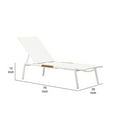 thumbnail image 5 of Benjara Shia 79 Inch Chaise Lounger, White Aluminum Frames, Teak Accent, Set of 2, 5 of 5