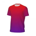 thumbnail image 5 of T Shirt For Men Ombre Neon Lights Couple Minimalist Red to Purple Gradient Basic Gym Breathable Beac, 5 of 7