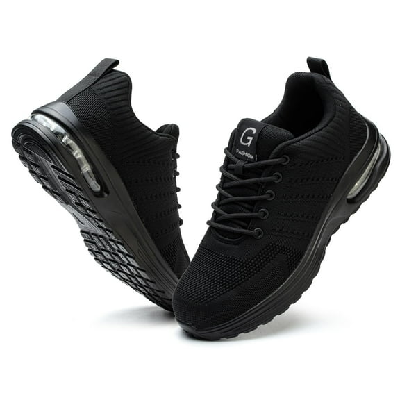 XQJ Steel Toe Shoes for Men Women Anti-Puncture Slip Resistant Work Shoes Lightweight Safety Shoes Black Size 5.5