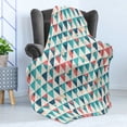 thumbnail image 4 of Geometric Soft Flannel Fleece Blanket, Abstract Triangles Hexagons Soft Colors Modern Artwork Cubism Inspired, Cozy Plush for Indoor and Outdoor Use, 50" x 70", Turquoise Teal Coral, by Ambesonne, 4 of 5