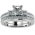 thumbnail image 2 of Square  Couple Ring Set Two Ladies Pair Ring Alloy Square Zirconia Ring Wedding Ring, 2 of 5
