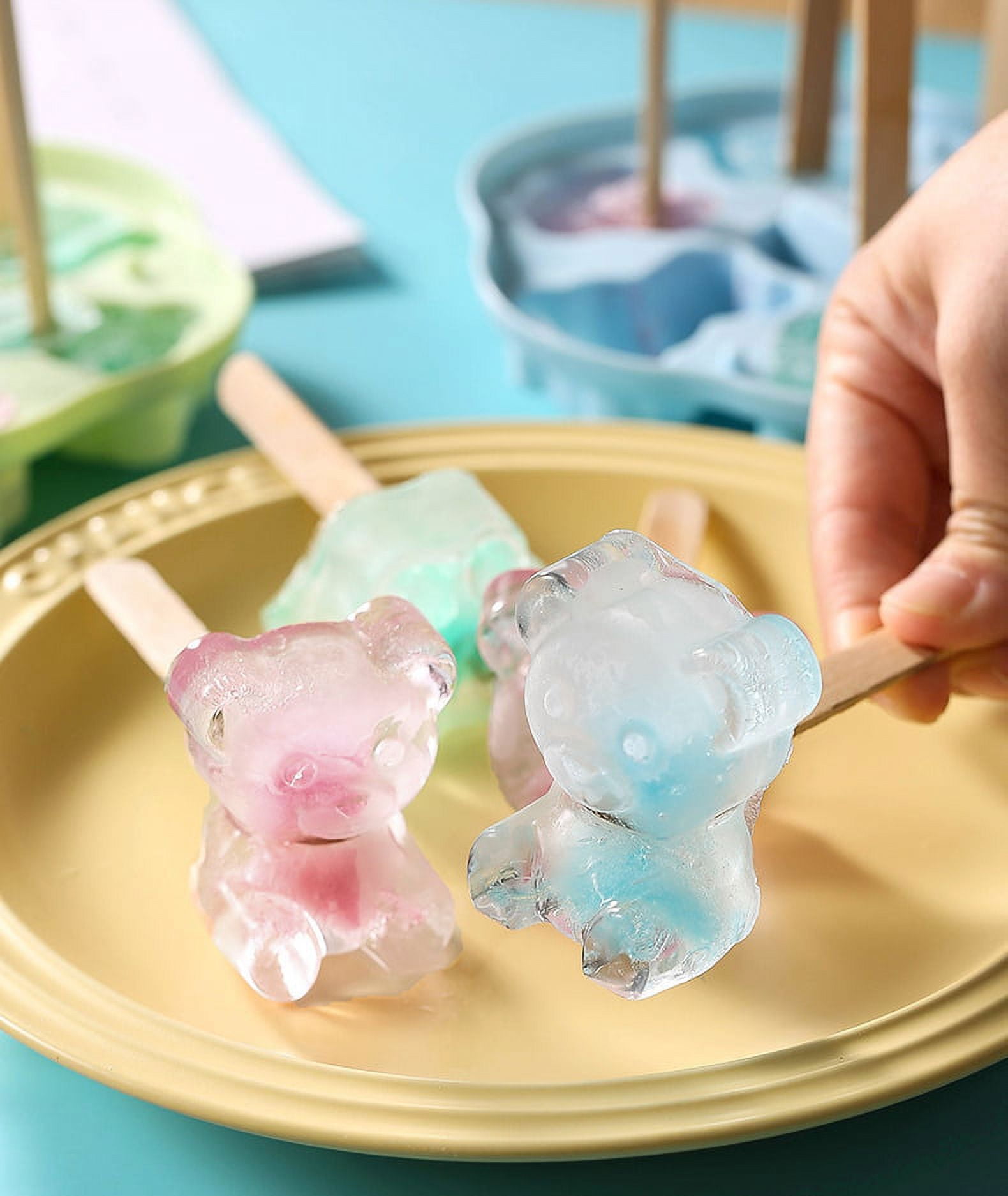 2Pcs 3D Teddy Bear Ice Cube Mold, Reusable 3D Ice Mold, Silicone Ice Cube  Tray Mold for Scotch, coffee, Drink, and Juice, Candy Gummy Fondant