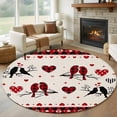 thumbnail image 2 of Valentine's Day Washable Round Area Rug 5 ft, Love Bird Branch Red Heart Plaid, Soft Non Slip Rugs Stain Repellent Indoor Felt Carpet for Living Dining Room Bedroom Home Office, 2 of 9