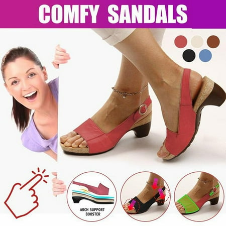 elegant low chunky heel sandals