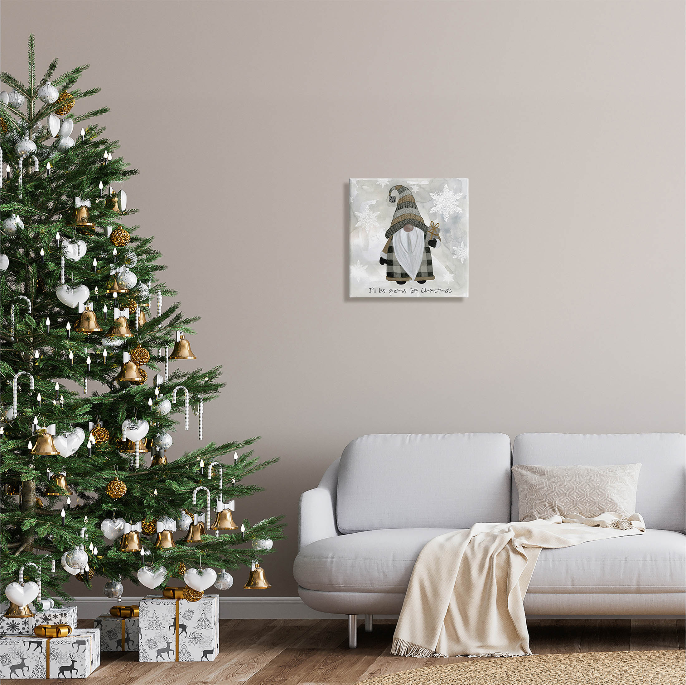 Stupell Industries Gnome For Christmas Phrase Graphic Art Gallery Wrapped Canvas Print Wall Art, Design by Livi Finn