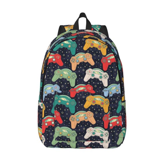 Vsdgher Retro Video Game Print Canvas Backpack Travel Rucksack Unisex Knapsack 15.7/17.7Inch Laptop Backpack for Work,College -Medium