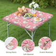 thumbnail image 4 of Pink Christmas Santa Pattern Square Fitted Tablecloth with Elastic Edge,Square Table Cover,Washable Elastic Table Cover for Home Kitchen Party Decor 36"x36", 4 of 6