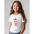 thumbnail image 1 of [Stretch Fit] Girls' Soft Cotton Knit T-Shirt - Casual Crew Neck with Fun Ice Cream & Strawberry Print, Comfortable Summer Top for Youngsters, Youngsters Summer Top | Summer Tshirt | Cotton Blend Fab, 1 of 6