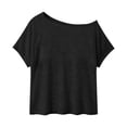 thumbnail image 7 of TGSLY Off The Shoulder Tops for Women Breathable Soft Asymmetrical Neck Solid Color Blouses Relaxed Fit Dressy Casual Short Sleeve Summer Shirt XL, 7 of 7
