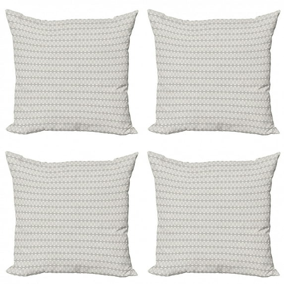 Ambesonne Geometric Throw Pillow Cover 4 Pack, Contemporary Art Circles, 18", Pale Eggshell Dark Taupe