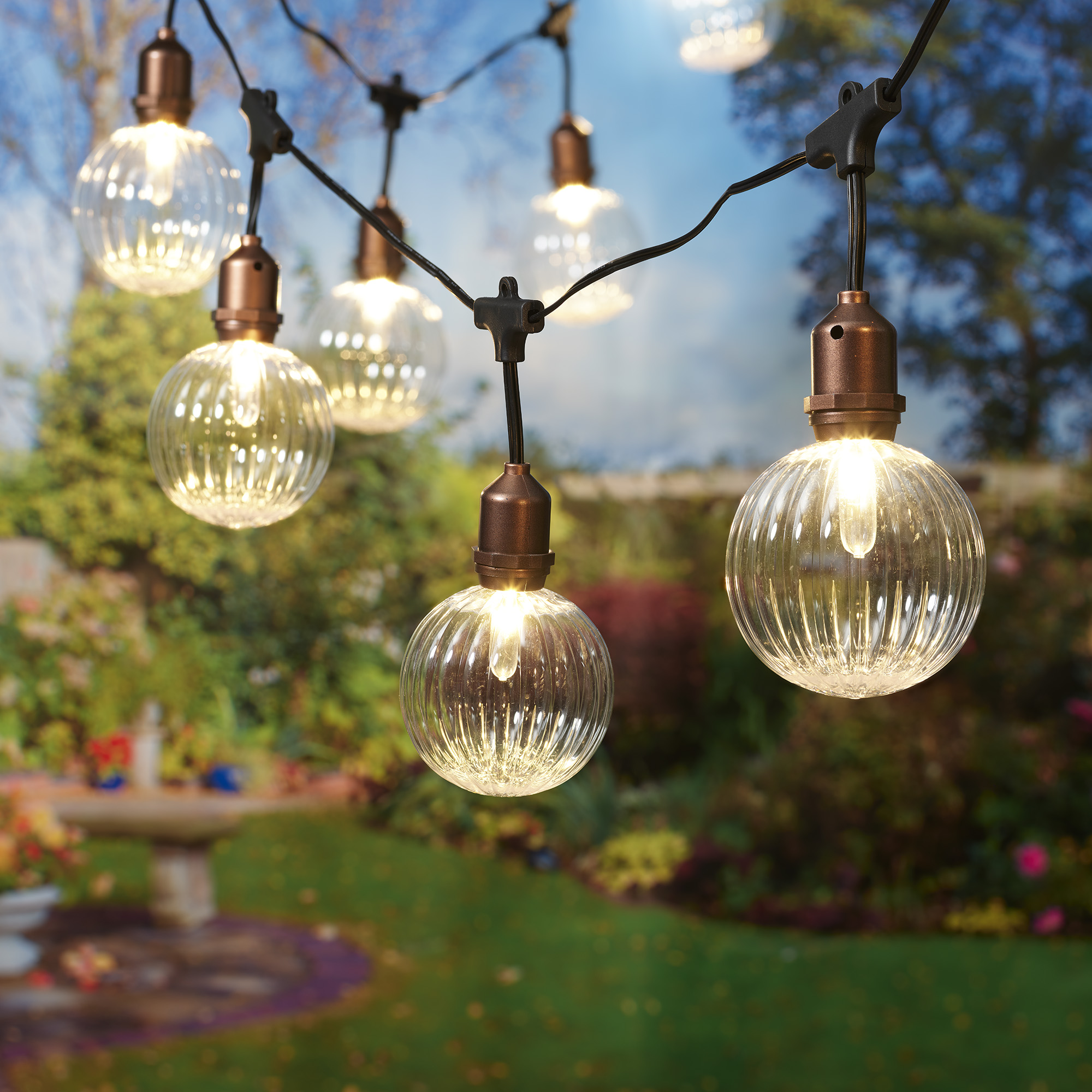 Better Homes & Gardens 10-Count Warm White LED Ribbed Outdoor String Lights - image 2 of 9