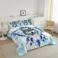 thumbnail image 3 of Wild Wolf Twin Bedding Sets Teens Adults Safari Animal Print Comforter Set,Hippie Dream Catcher Bedding Comforter Sets Navy Gradient Duvet Insert,Boho Feather Down Comforter, 3 of 7