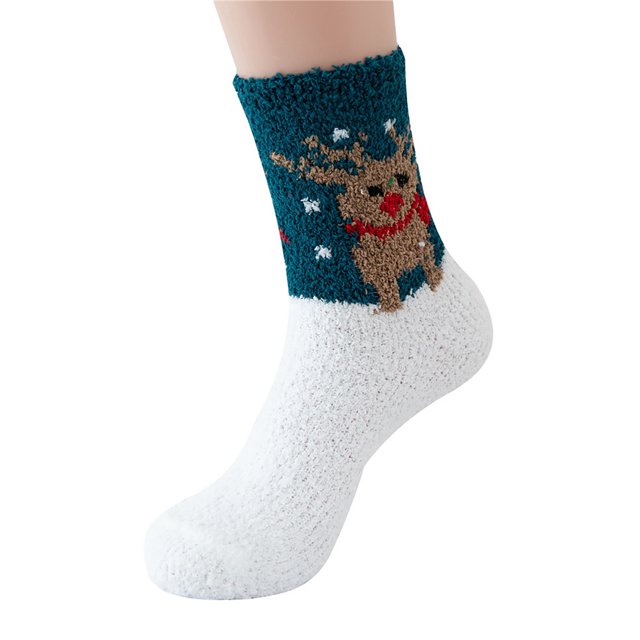 Lady Senior Plush Sleeping Socks Home Coral Velvet Socks Christmas Socks