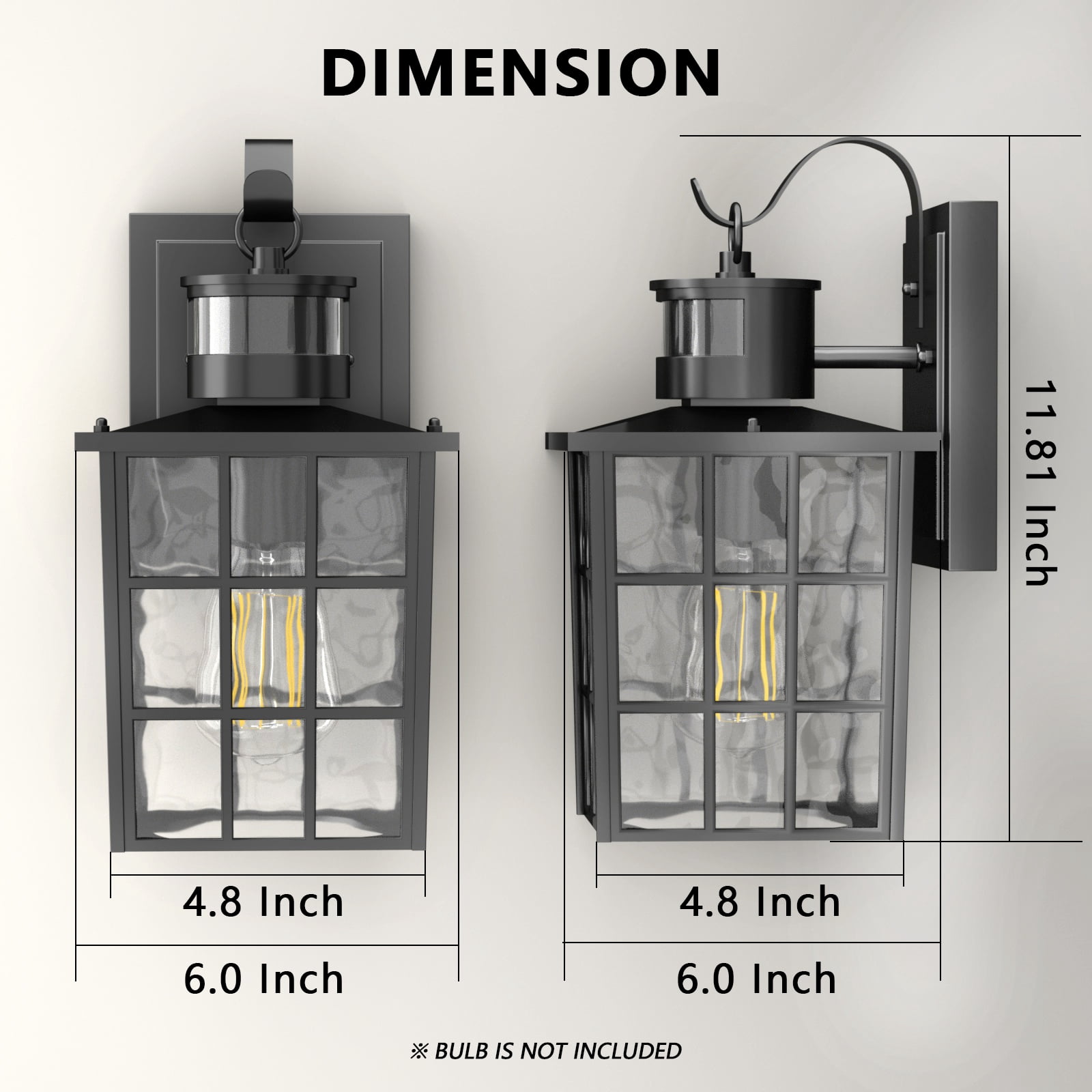GEYANG Outdoor Wall Lantern with Motion Sensor, Dusk to Dawn Exterior Light Fixtures Wall Mount, LED Outdoor Porch Light, Anti-Rust 100% Aluminum Modern Black Outdoor Wall Sconce for Garage, Entryway
