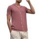 thumbnail image 1 of Blusa y camisa de manga corta con cuello vuelto para hombre, estilo casual de verano, de color liso, con solapa y botones, de manga corta, 1 of 5