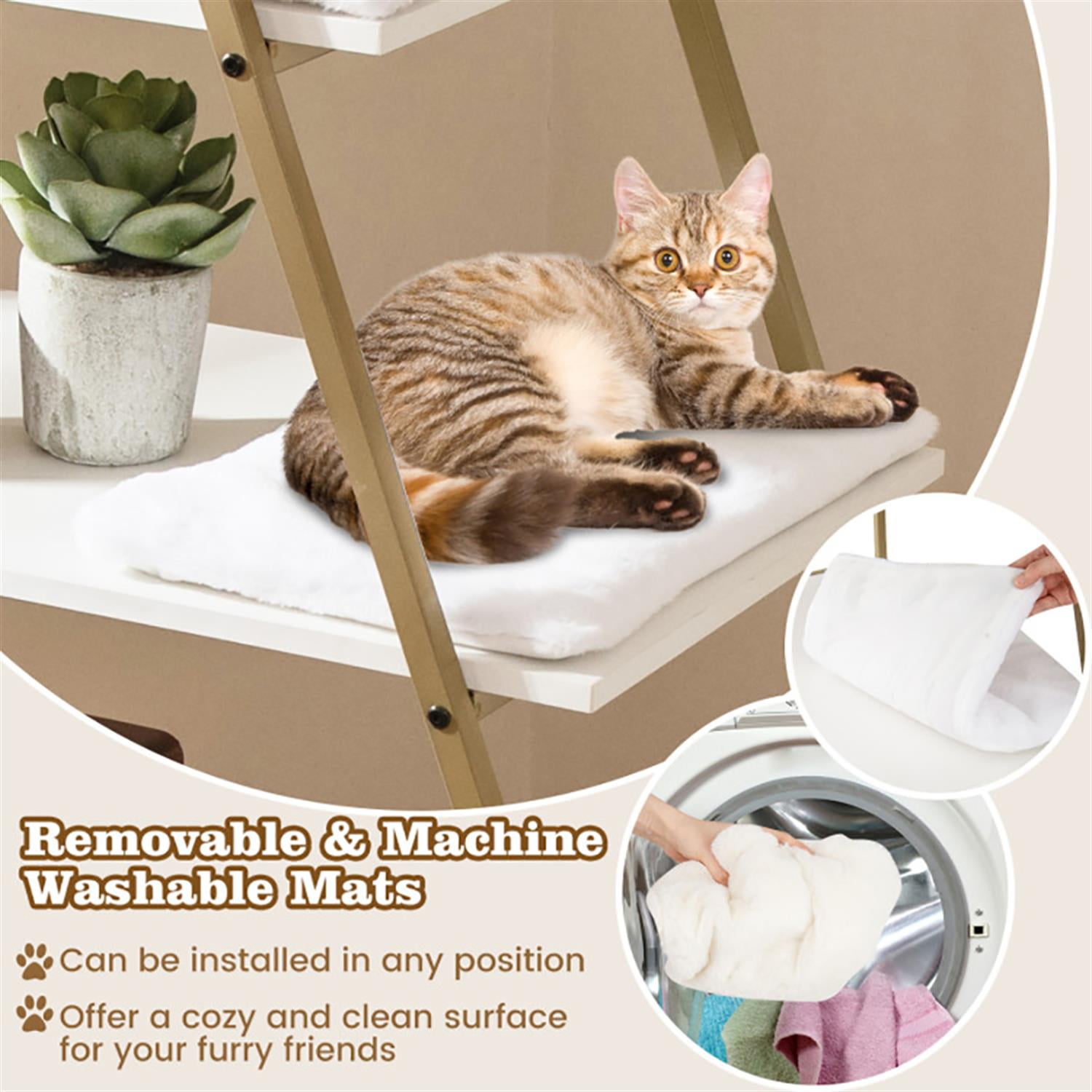 Kadyn Large Cat Litter Box Enclosure with Storage and Ladder Shelf, Hidden Litter Box for Cats, Cat House Furniture for Side Table or Nightstand, White