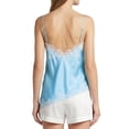 thumbnail image 2 of Deago Women's Summer Satin Lace Cami Tops Spaghetti Strap V Neck Backless Camisole Party Pajamas Asymmetrical Hem Tank Tops (Blue, S), 2 of 9
