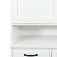 thumbnail image 6 of 62"Tall Laundry Room Cabinet, Wood Double Trash Can Cabinet with Adjustable Shelves,Open Storage, Modern Pull Out Laundry Hamper for Bathroom, Kitchen, 6 of 9