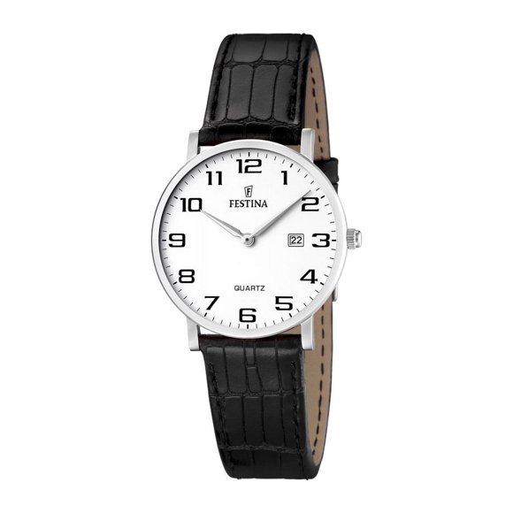 Festina F16477-1 Reloj para Mujer, Clásico, de Piel, Esfera Blanca, Acero Inoxidable, 30 Mm