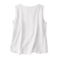 thumbnail image 6 of Qwertyu Womens Cotton Linen Tank Tops Round Neck Sleeveless Tops Summer Solid Color Shirts White L, 6 of 9