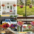 thumbnail image 4 of Hyindoor 2PCS Artificial Faux Flowers Hanging Plants Basket with 24Pcs Flowers, for Spring Summer Front Porch Balcony Yard Garden Patio Home Decor (9.8"DX14.3"H), 4 of 6