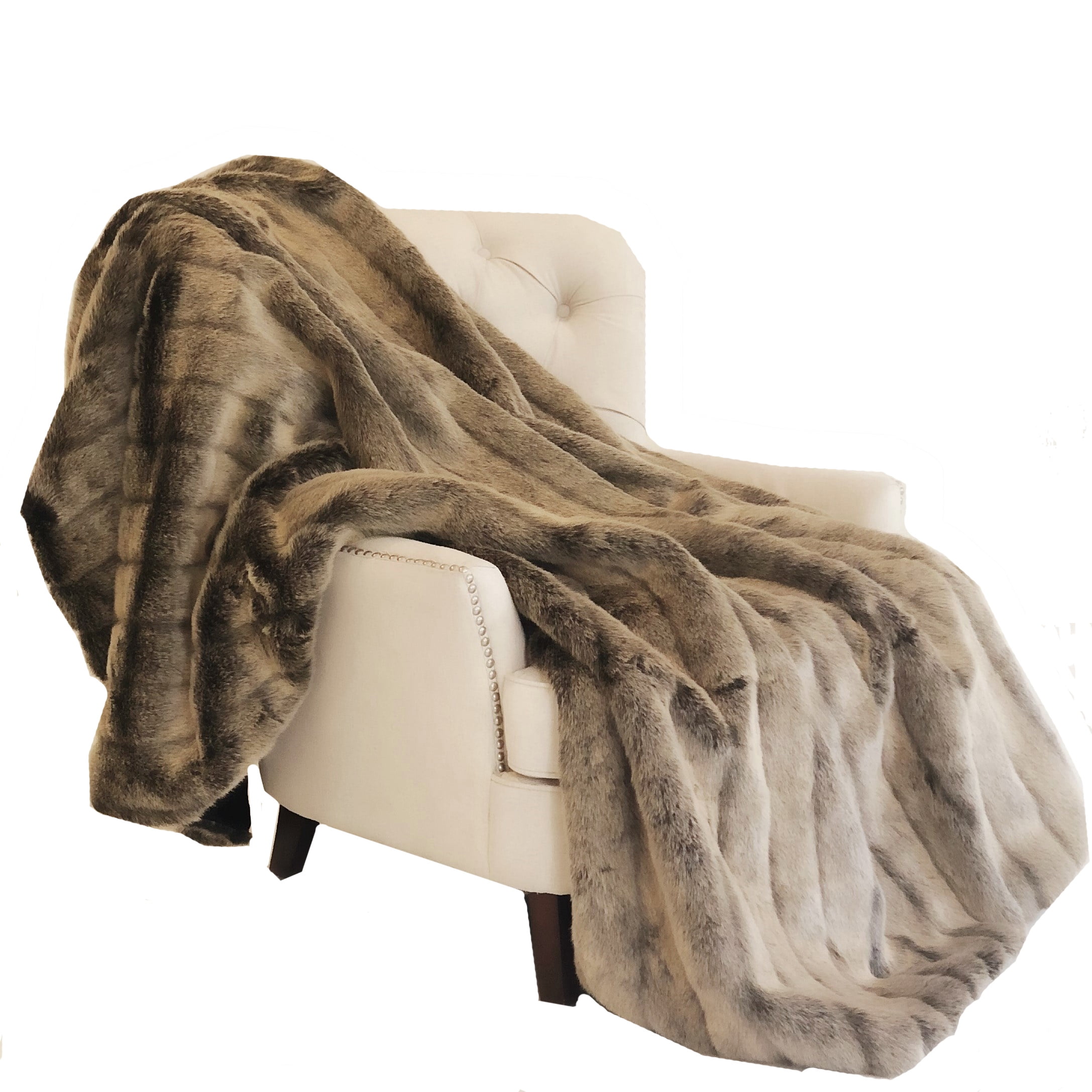 Dark Brown Faux Fur Luxury Throw 60in x 90in