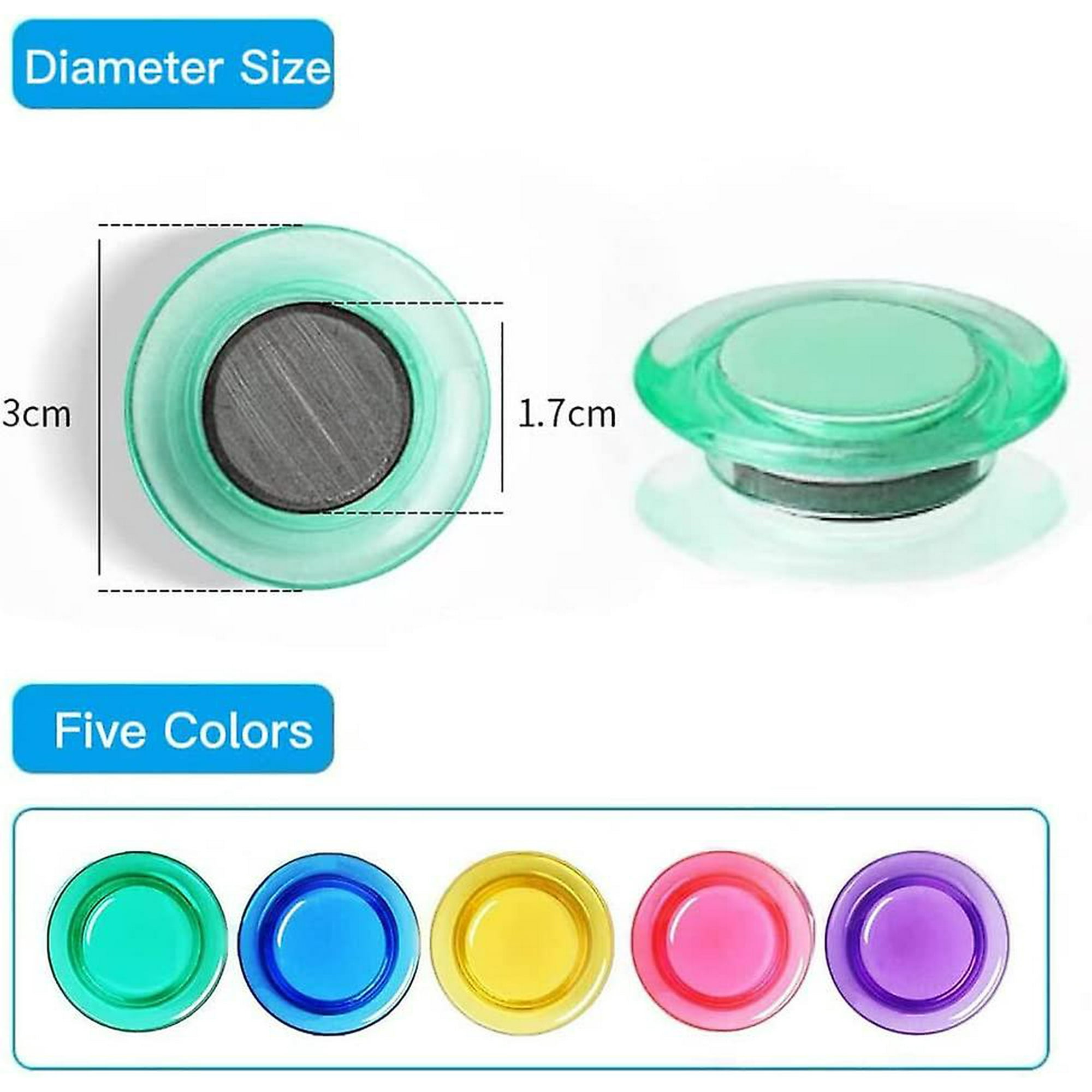 Magnets For Crafts 50pcs Colorful Locker Magnets - Round Magnets For Whiteboard, Fridge, Office, School Notice Board - 5 Colors Color Round Magnets