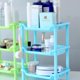 thumbnail image 3 of Elegante estantería de tres niveles en color azul para almacenamiento en el baño y la cocina, 3 of 5