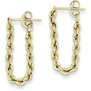 14K Yellow Gold Rope Chain Dangle Earrings
